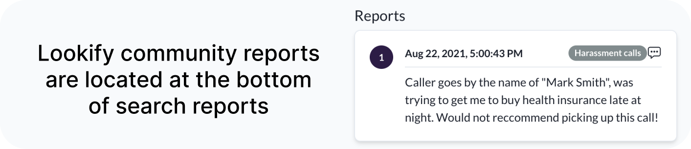 User reports allow you to see what other people have said about a unknown caller or texter